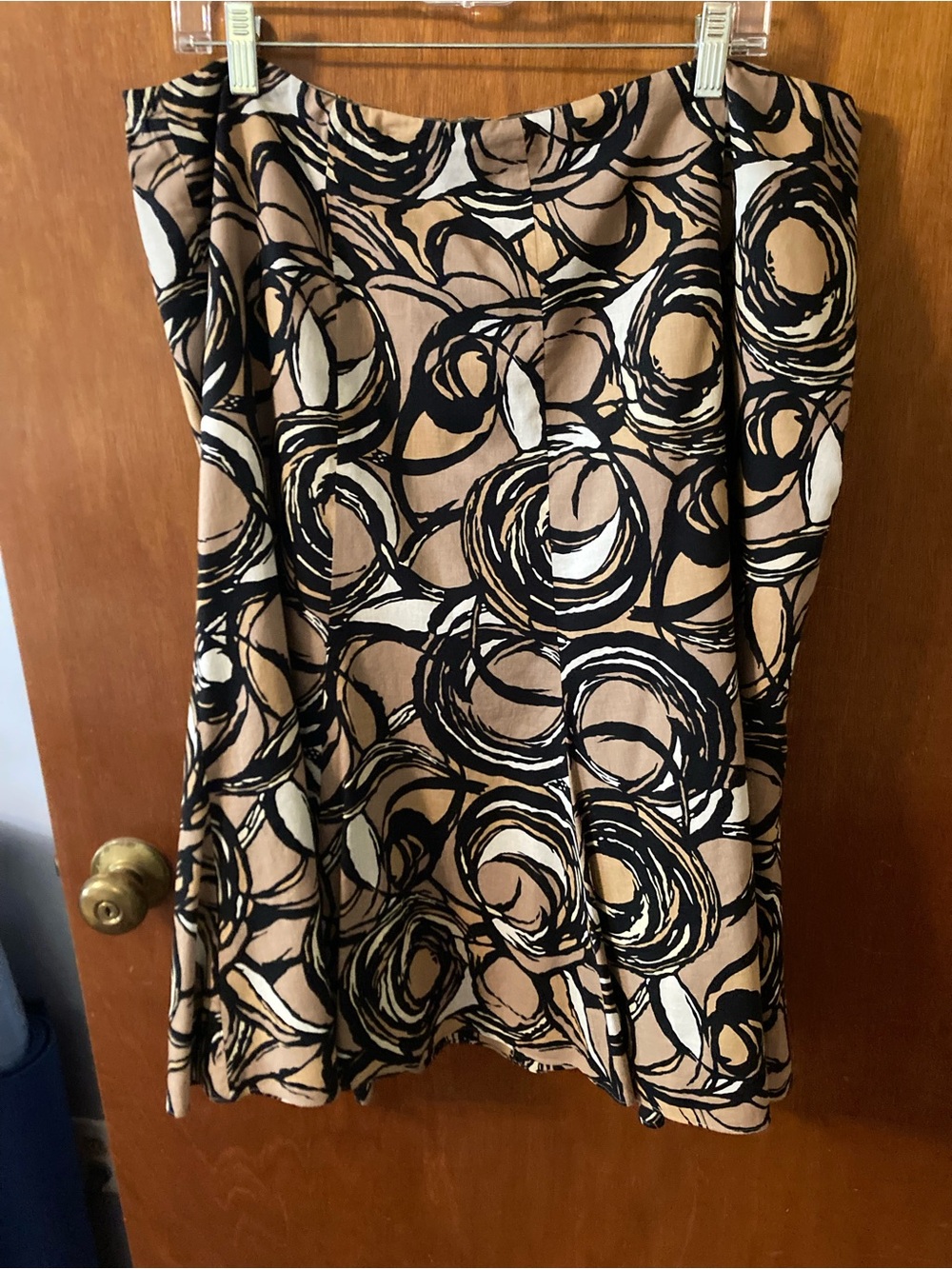 Talbots Beige and Black Swirl A-Line Skirt